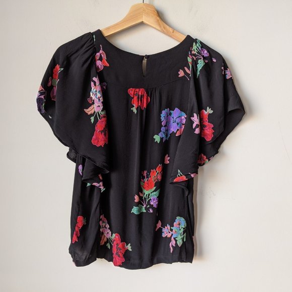 Anthropologie Maeve Floral Flutter Sleeve Blouse - Picture 8 of 10
